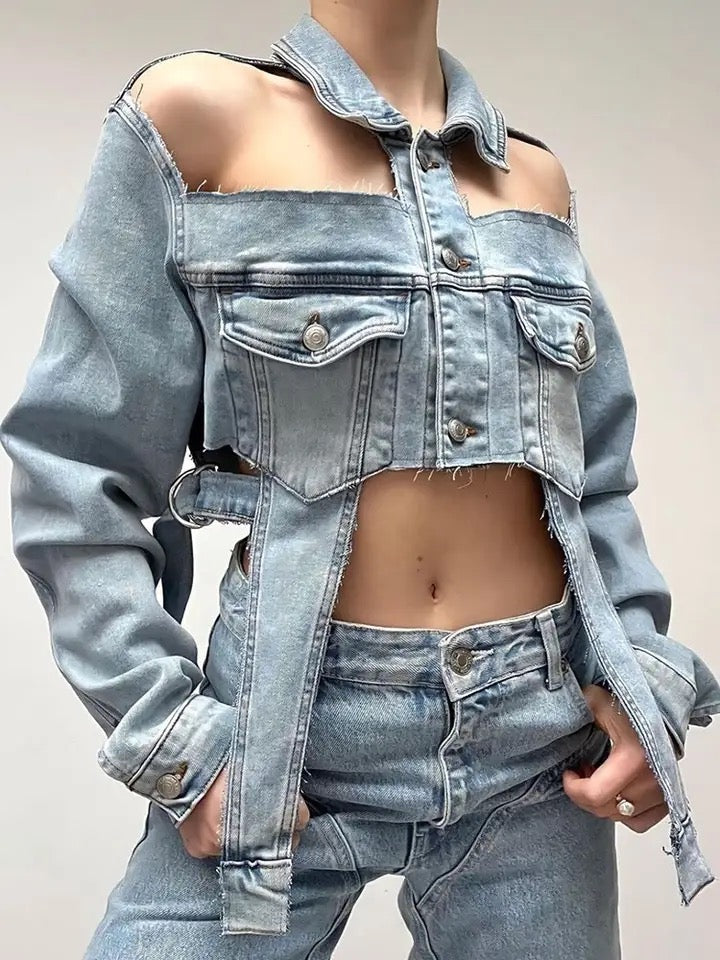 Denim Cut out Retro Jacket