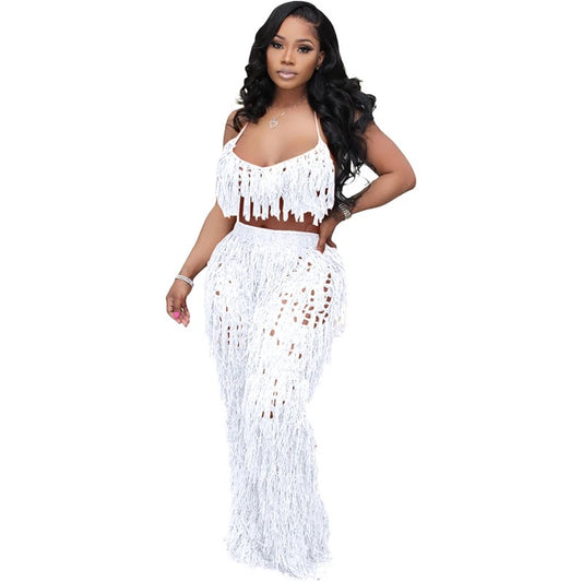 Tassel See Thru Pants Set