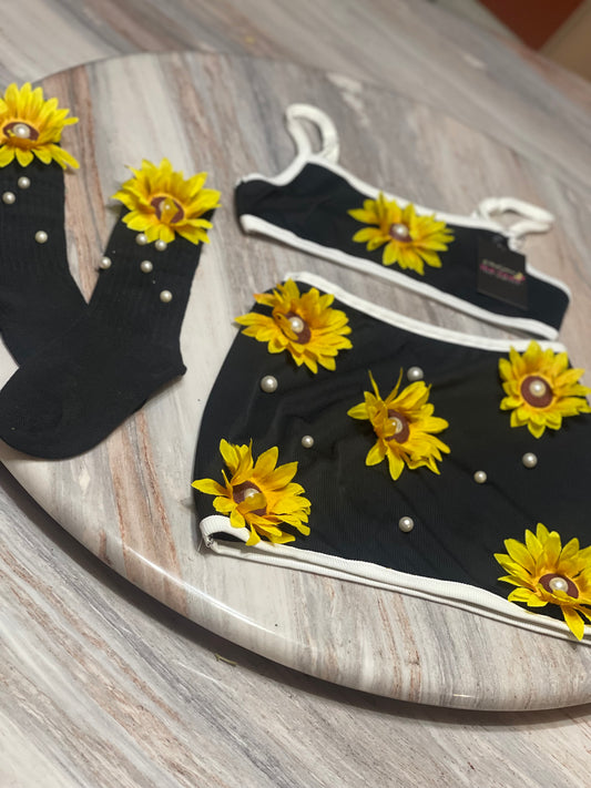 3D Sunflower Skirt Set /Socks