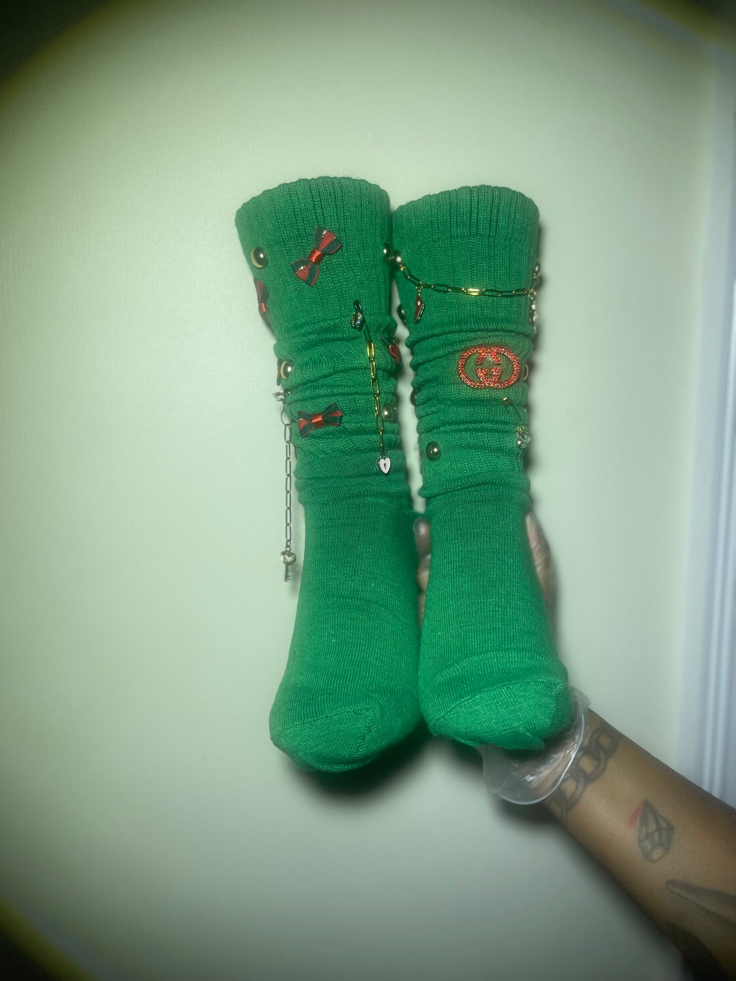 Mb Green  Charm Bow Socks