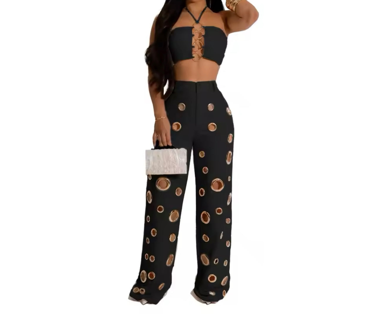 Hollow Out Pants Set