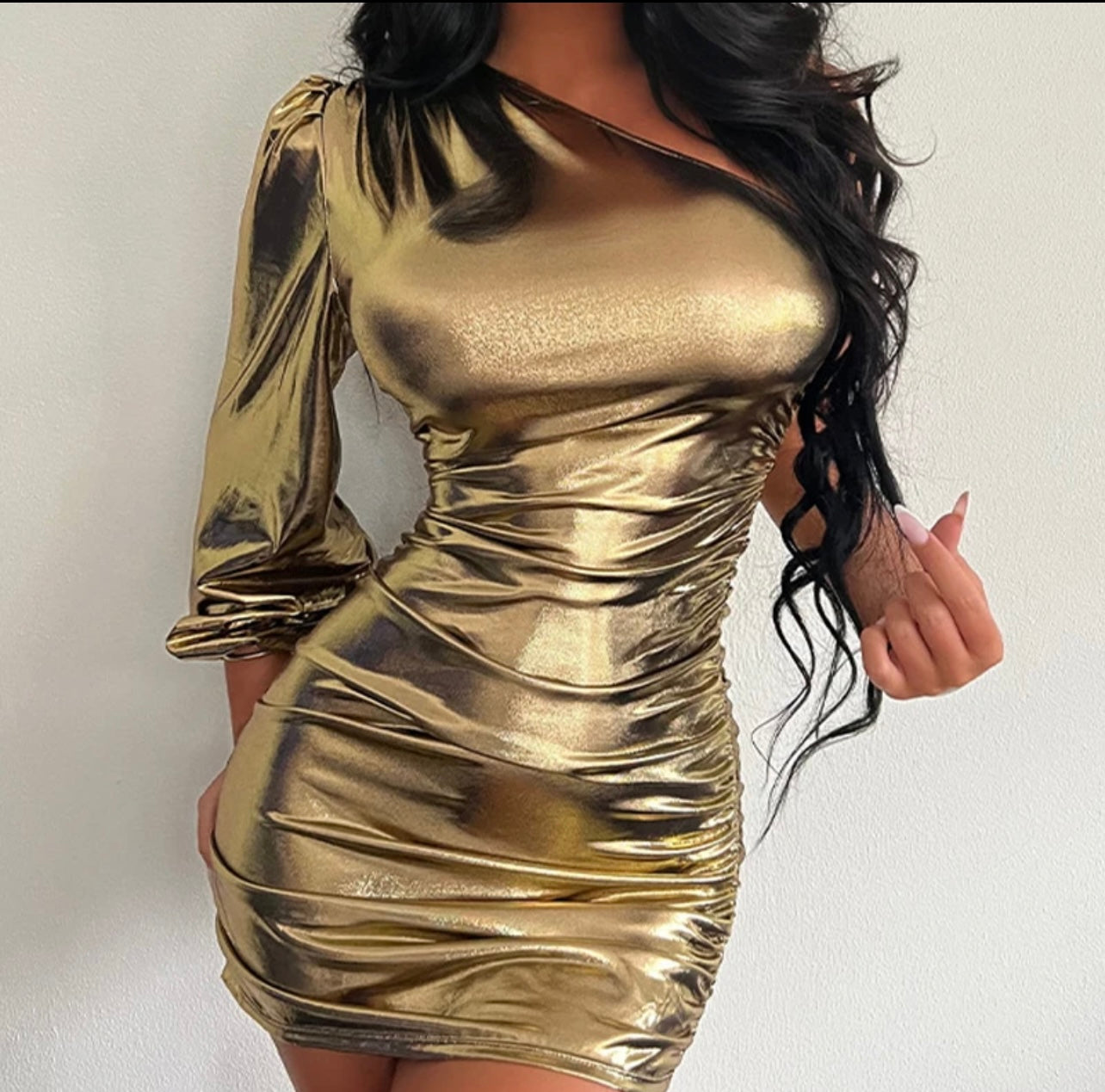 Metallic One Shoulder Dress