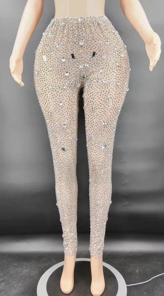 Rhinestone Sheer Pants