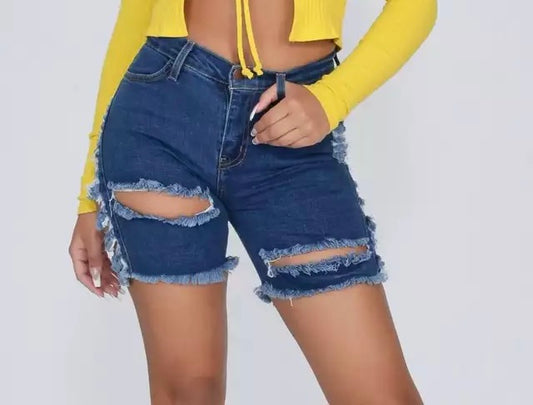 Ripped Denim Shorts