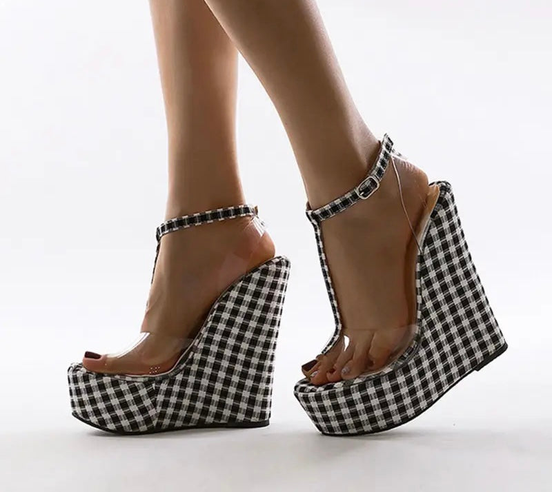 Checkered Wedge Heel