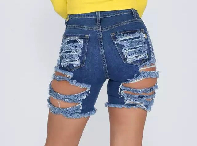 Ripped Denim Shorts