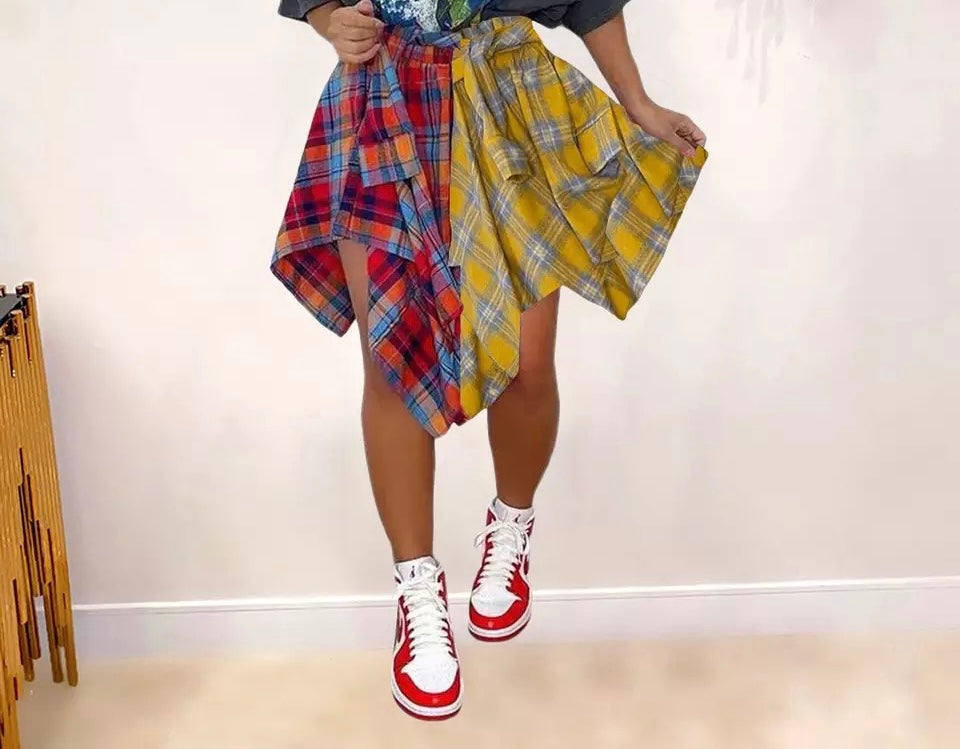 Plaid Flare Skirt