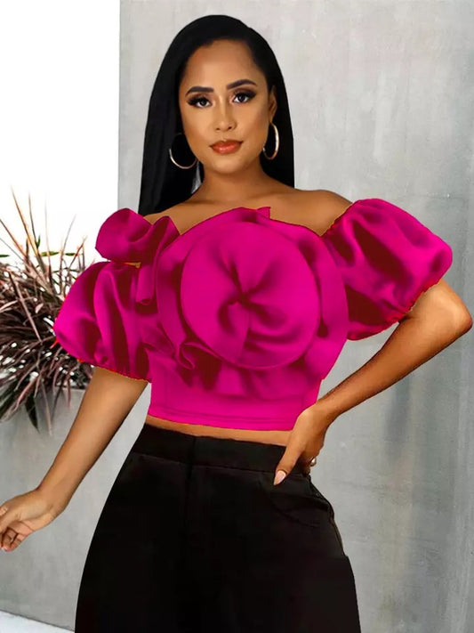 Plus Size 3D Crop Top