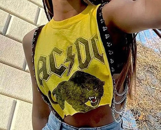 Sexy Chain Crop Vintage Top